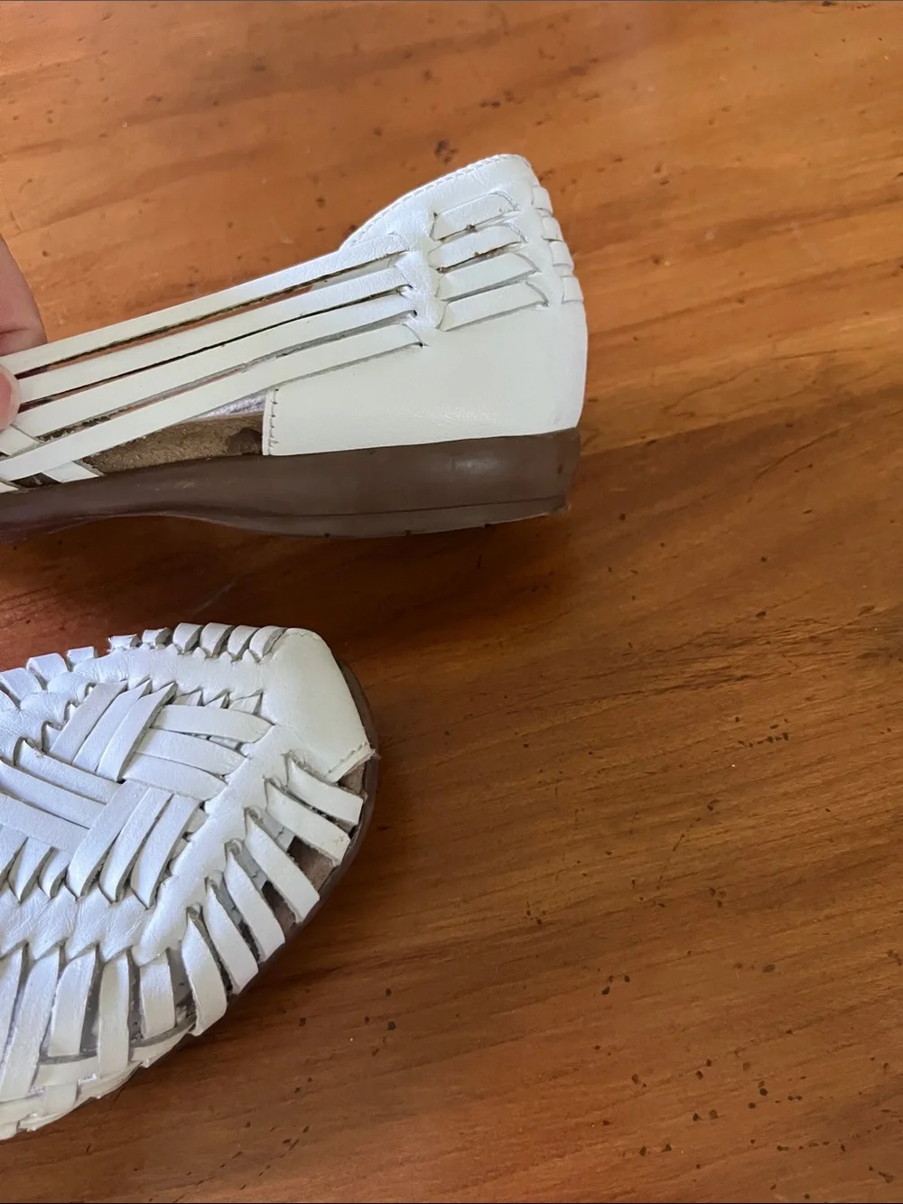 Naturalizer White Woven Leather Huarache Slip-On Ballet Flats